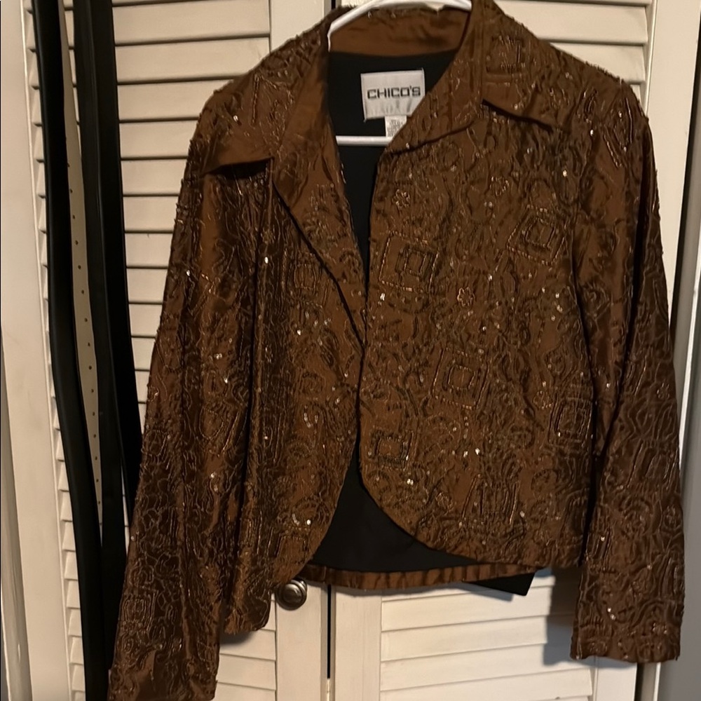 Chico's Brown Blazer Suede Finish